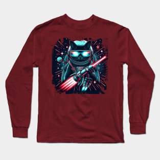 Galactic Guardian Cat: Space Sword Spectacle Long Sleeve T-Shirt